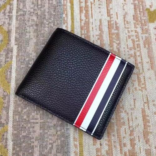 2021 Fashion TB Brand Wallet Genuine Leather Short Wallet Men Clutch Bag Cow Leather Stripes Casual Short Card bag