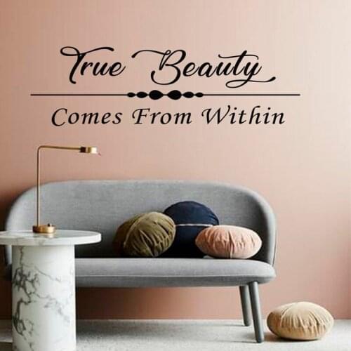 Quote Wall Decals True Beauty comes from Within Beauty Hair Salon Wall Window Decor Stickers Fashion Sticker Bedroom A213