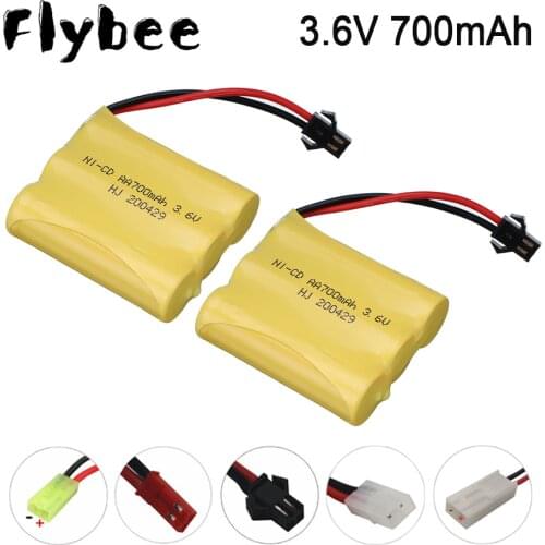 3.6V 700mah NiCD Battery AA 3.6V Battery Pack For RC Toy Car GUN tank Trucks Trains Boats RC Toys Model Battery SM /Tamiya Plug