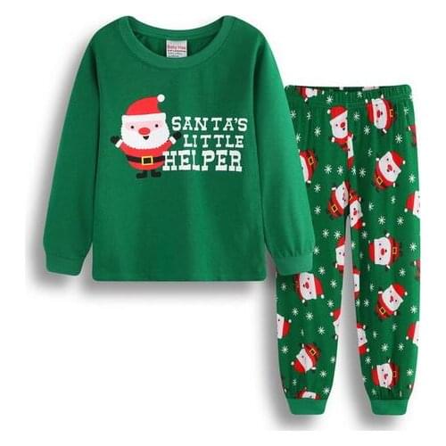 Autumn Winter Santa Claus Kids Clothing Sets For Girls Boys Cute Baby Sleepwear Christmas Outfits Girls Two-piece Pajamas Set