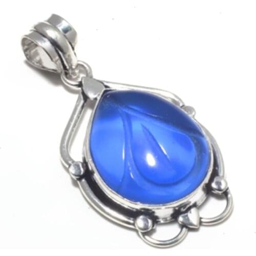 Genuine Carved Dichroic Glass Pendant Silver , Hand made Women Jewelry gift , P9655