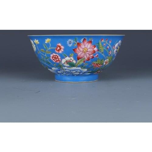 Qing Emperor Kangxi Pastel Gold Painted Hand-painted Flower Bowl Antique Porcelain Ornaments