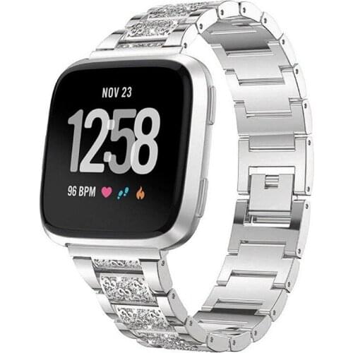 Fitbit Versa Lite Strap Rhinestone Stainless Steel Band High Quality Rhinestone Women Wristband for Fit Bit Versa Lite Bracelet