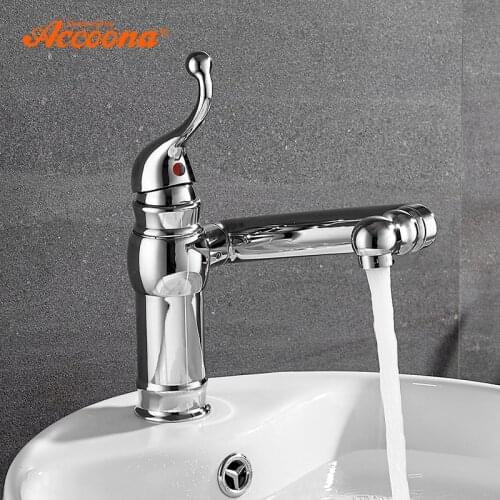 Accoona Basin Faucets Handle Strange Bathroom Faucets Bottom Horizontal Basin Chrome Water Tap Cold And Hot Faucet A9390