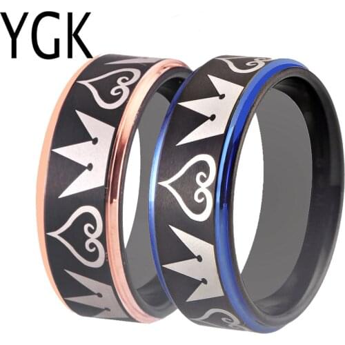 Kingdom Hearts Jewelry Gift Tungsten Rings for Men Engagement Ring For Women Wedding Band Ring Cosplay Jewelry Party Rings