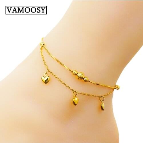 2019 New Women Gril Tassel Chain heart shape Gold Metal Chain Anklet Ankle Bracelet Foot Chain Jewelry Beach Anklet Freeshipping