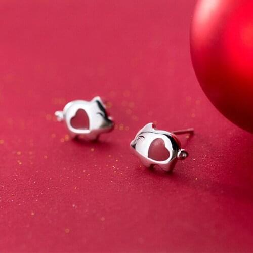 MloveAcc Personality Cute Cartoon Pig Stud Earrings Real 925 Sterling Silver Fashion Jewelry for Women Birthday Party Gif