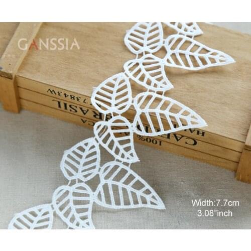 1yrd/lot Width:7.7cm The big Leaves Natural color Lace Cotton Crochet Laces (ss-1009)