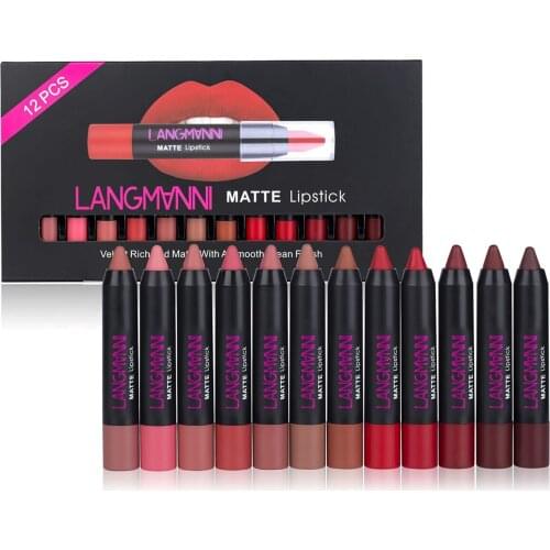 12 Color Long-lasting Matte Nude Makeup Liquid Lipsticks Non-stick Cup Long Lasting Color Cosmetics Lip Stick