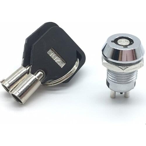 2pcs/lot 12mm Metal Key Switch 250V ON OFF Locking Switch Electrical Key Rotary Switch with 2 Keys 2 Position
