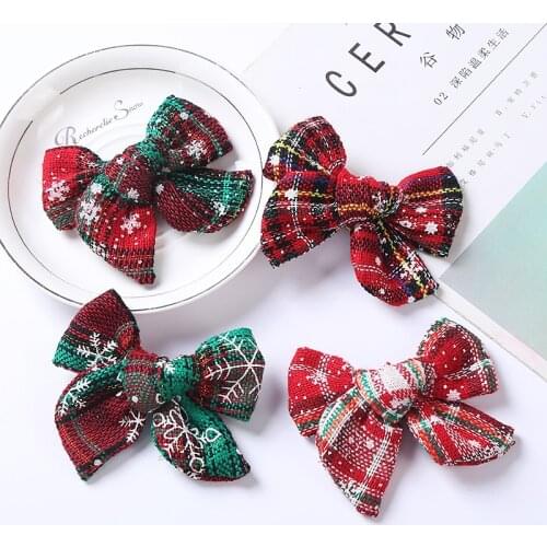 36pc/lot 2021 New Christmas Hair Bows with Thin Nylon Headband,Baby Girls Hair Bow Headband NewbornTartan Hair Bow Hair Clips