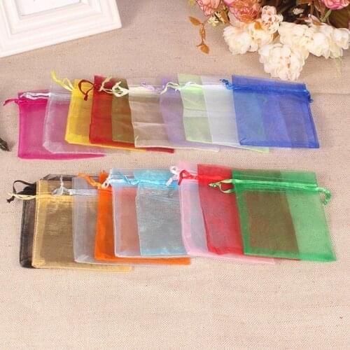 50pcs 18Colors Organza Bags Jewelry Packaging Bags Organza Gift Bags Packaging Bags Wedding Party Tulle Bag