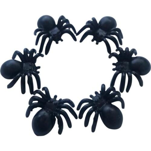 50pcs/bag Horror Black Spider Haunted House Spider Web Bar Party Decoration Supplies Simulation Tricky Toy Halloween Decoration