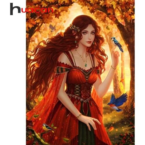 Huacan 5D Diamond Painting New Arrivals Woman Autumn Full Diamond Mosaic Embroidery Portrait Personalized Gift Room Decor
