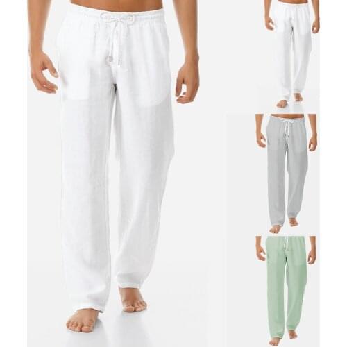 Pantalon Lin Homme Mens Long Pants Soft Summer New Style Simple And Fashionable Pure Cotton And Linen Trousers штаны мужские G