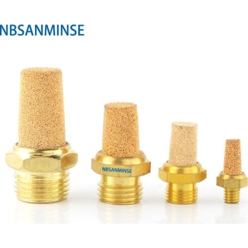 BSL-A Type Muffler Pneumatic air Silencer M5 1/8 1/4 3/8 1/2 3/4 1 10Pcs/Lot Brass Silencer 10Bar air exhaust silencer Sanmin