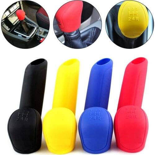 2Pcs/1set Universal Manual Car Hand Brake Case Silicone Gear Head Shift Knob Cover colorful Gear Shift Collars Handbrake Grip