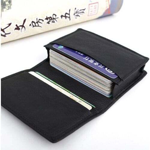 Men Black Leather Expandable Credit Card ID Business Cards Holder Wallet Case 20CA
