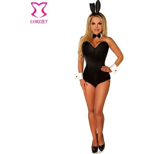 Black Adult Sexy Bunny Costume Bodysuit Cosplay roleplay Party Rabbit Uniforms Maid Teddy Lingerie Halloween Costumes For Women