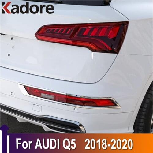 For Audi Q5 2018 2019 2020 Chrome Rear Reflector Fog Light Lamp Cover Sticker Decoration Trim Accessories