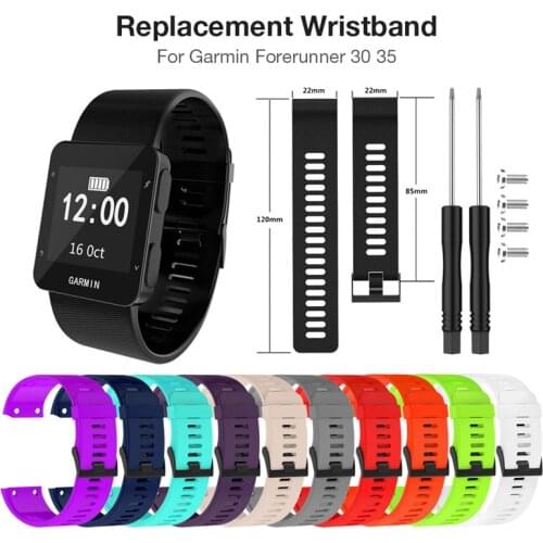For Garmin Forerunner 35 30 Smart Watch Premium Soft Silicone Replacement Strap Twill Black Buckle Bracelet Watch Band Strap