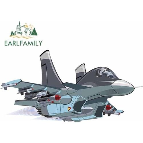 EARLFAMILY 13cm x 6.5cm For Cartoon Air Force Fighter Fine Decal Air Conditioner Car Sticker Vinyl Material DIY Custom Printing