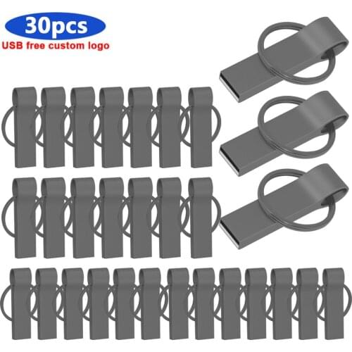 Bulk 30pcs free Custom logo Waterproof Pen drive Metal USB Flash Drive 4GB 8GB 16GB 64GB usb stick Pen Drive USB 2.0 Memory