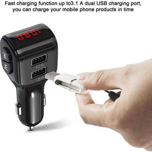 Car Bluetooth 5.0 FM Transmitter Wireless Adapter Mic Audio Receiver Auto MP3 Player 3.1A Dual USB Fast Charger Car Accessories