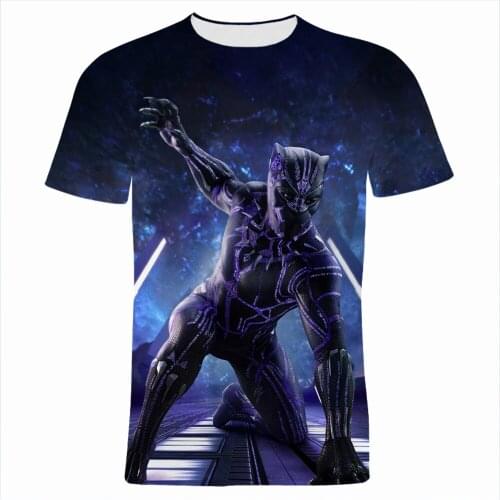Marvel 3D Print Branded Mens Clothing Summer Black Panther Cool Womens T-shirts Harajuku Style Children T Shirt