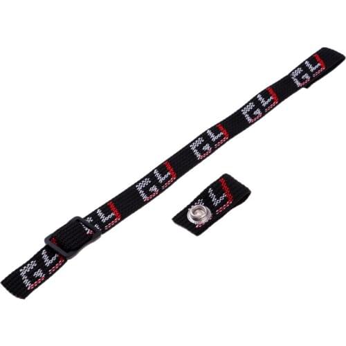 Hockey Helmet Chin Strap Loop Style W/ Single Snap And Slider Buckle - Black