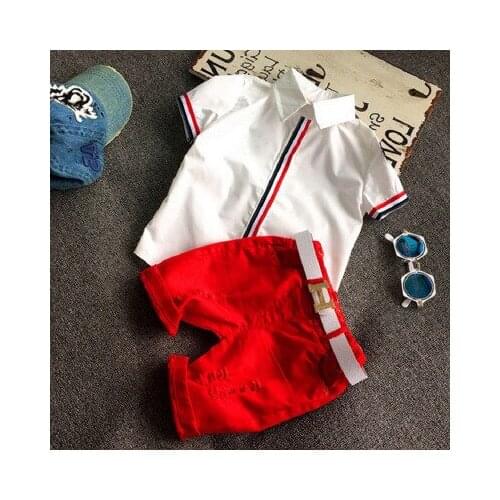 Baby Boys Girls Summer Clothes Fashion Cotton Set Printed Striped Sports Suit 2pcs Short Sleeve Shirt+Shorts ChildrenS Clothing