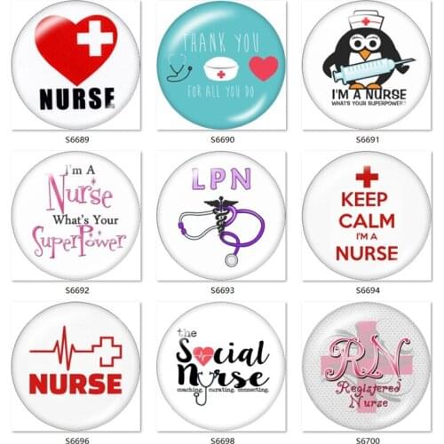 Nurse RN 10pcs mixed 12mm/18mm/20mm/25mm Round photo glass cabochon demo flat back Making findings S6689