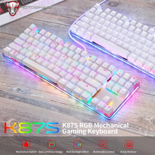 MOTOSPEED K87S Mechanical Keyboard Gaming Keyboard Wired USB Customized LED RGB Backlit with 87 Keys Keyboard