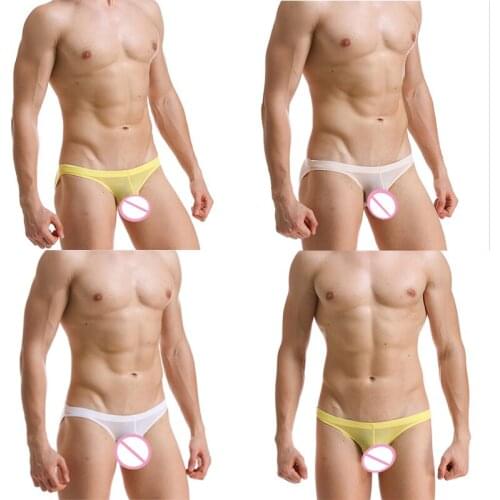 Mini Underpant Bikini Transparent Mens Sexy Ice Silk Underwear Briefs Men Ultra Thin Comfortable Panties Low Rise Male