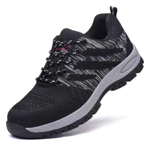 Men fashion breathable steel toe caps work safety shoes worker tooling safe shoe summer security boots protective footwear male