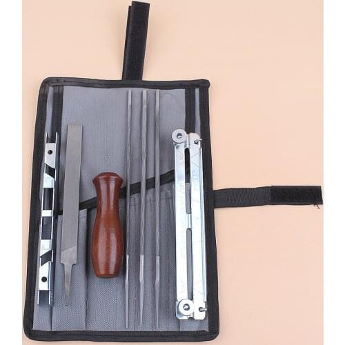 7pcs/set Chainsaw Chain Sharpening Filing File Kit 4mm 4.8mm 5.5mm File for Stihl 3/8" .325" .404" Chain Files Wooden Holder Set