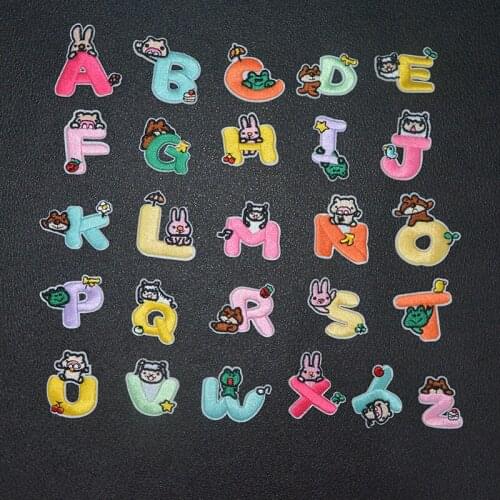 JIECHU All 26 English Letters Alphabet Word Embroidered Iron on patches cute letter patches