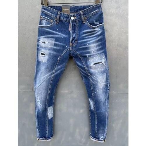 2021 New DSQUARED2 Mens/Womens Stitching Ripped Jeans Fashion Slim Three-Dimensional Cut Patch Elastic Feet T137