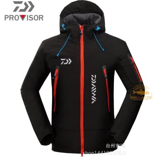 DAIWA Fishing Clothes Mens Outdoor Soft Shell Jacket Autumn and Winter Fishing Fleece Warm and Windproof Waterproof Jacket
