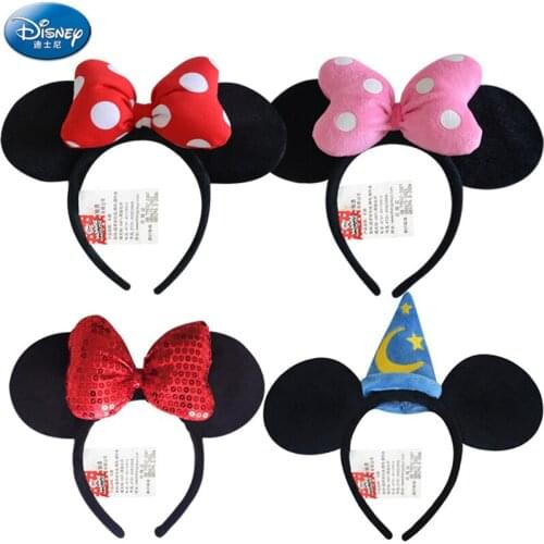 Disney Princess Headwear Minnie Mouse Hair Band Mickey Cat Ears Headband Girl Princess Plush Toy Cosplay Birthdagift Handmade
