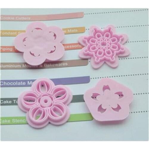 4PCS/Lot Flower Petal Cookie Press Moulds Baking Pastry Tools Household Cookie Cake Decorating Tools Simple Flower Cookie Stamps