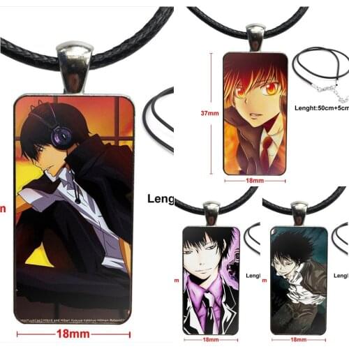 Katekyo Hitman Reborn Fashion Glass Cabochon Pendant Necklace Women Steel Color Choker Rectangle Necklace For Women Party Gift