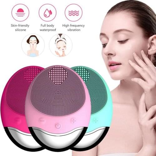 Sonic Facial Cleansing Brush Silicone Waterproof Face Cleanser Bamboo Charcoal Skin Beauty Massager For Exfoliation Anti-Aging