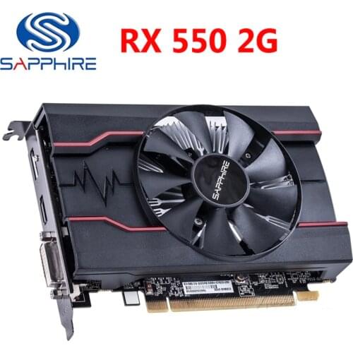 SAPPHIRE RX550 2GB Video Card GDDR5 Graphics Cards For AMD RX 500 Series Cards RX 550 2G D5 Radeon RX550-2GB HDMI DVI Used