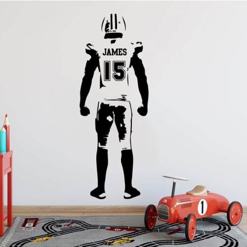 Custom Name Number American Football Jersey Wall Sticker Boy Room Personalized Football Sport Player Wall Decal Vinyl Decor