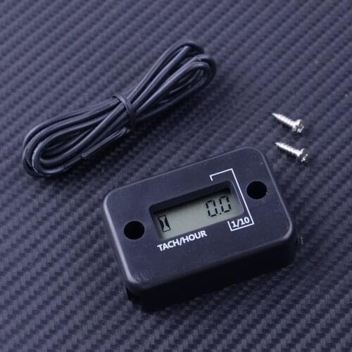 High Quality Motorcycle Digital Tachometer Counter Hour Meter Gauge LCD Black Waterproof for 4 Stroke Gas Engine Accessories
