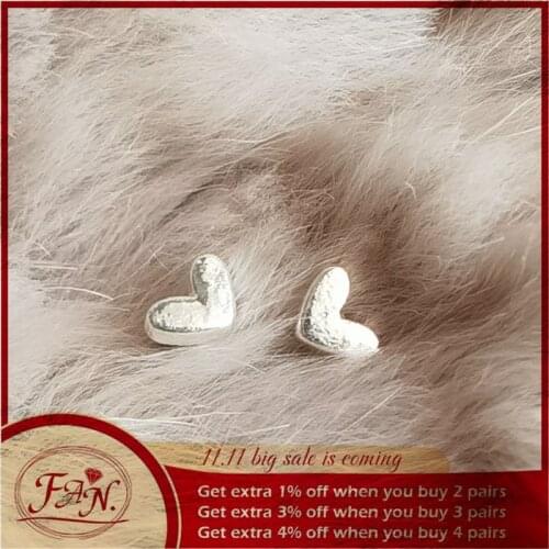 2021 Popular INS Trendy Hot Sale Cute Lovely Girl & Women Simple Silver Color Little Heart Style Fashion Stud Earrings Nice Gift