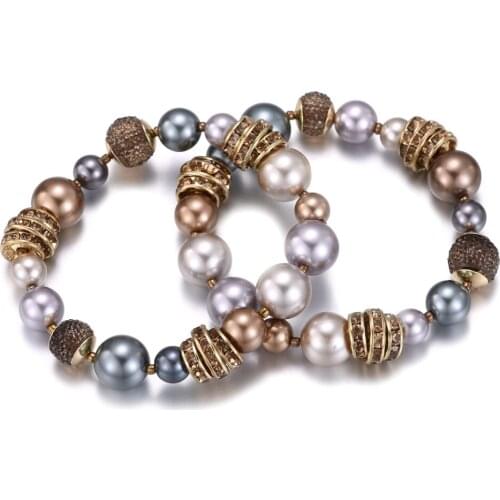 Vintage Pearl Bracelet For Women Female Adjustable DIY Beaded Bangles Bracelet 2021 Crystal Beads Charms Fashion Jewelry Gift