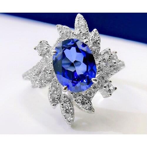 100% 925 Sterling Silver 7*9mm Ice Flower Cut Flower Rings For Women Sparkling High Carbon Diamond Wedding Fine Jewelry