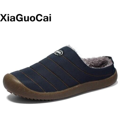 Winter Men Home Slippers Fashion Warm Plush Slippers 2020 Unisex Waterproof Outdoor Soft Antiskid Cotton Couple Shoes Plus Size